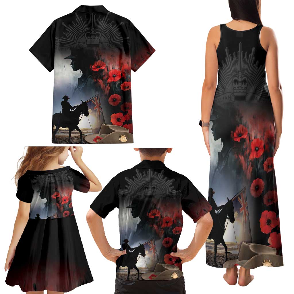 Anzac Day Family Matching Tank Maxi Dress and Hawaiian Shirt Women In War - Lest We Forget