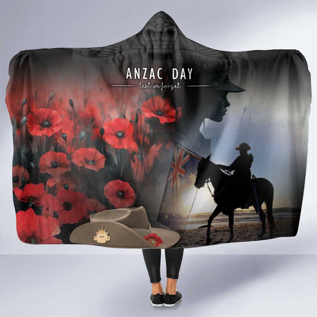 Anzac Day Hooded Blanket Women In War - Lest We Forget