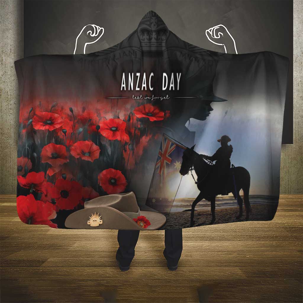 Anzac Day Hooded Blanket Women In War - Lest We Forget