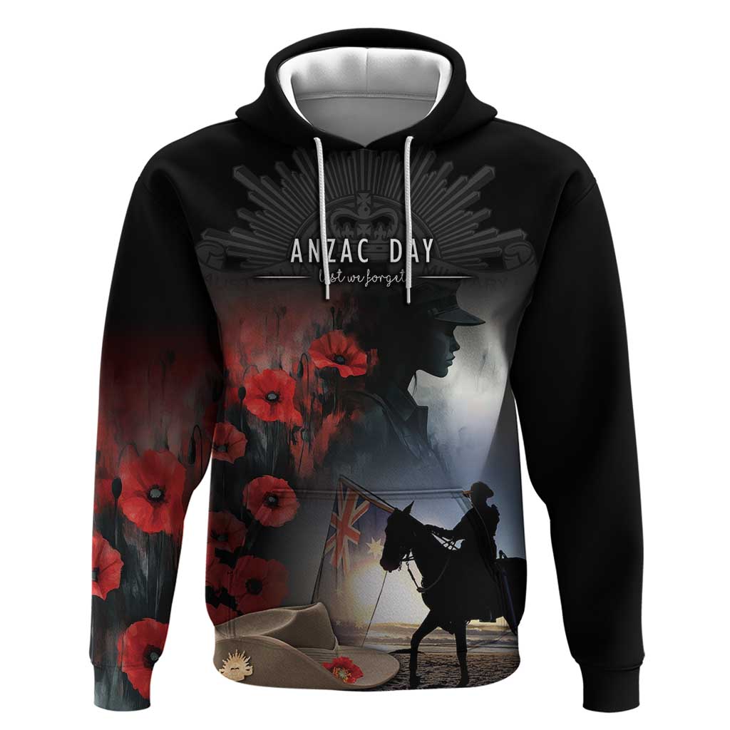 Anzac Day Hoodie Women In War - Lest We Forget