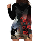 Anzac Day Hoodie Dress Women In War - Lest We Forget