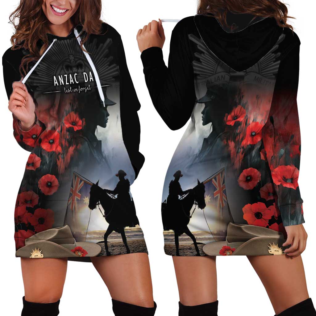 Anzac Day Hoodie Dress Women In War - Lest We Forget