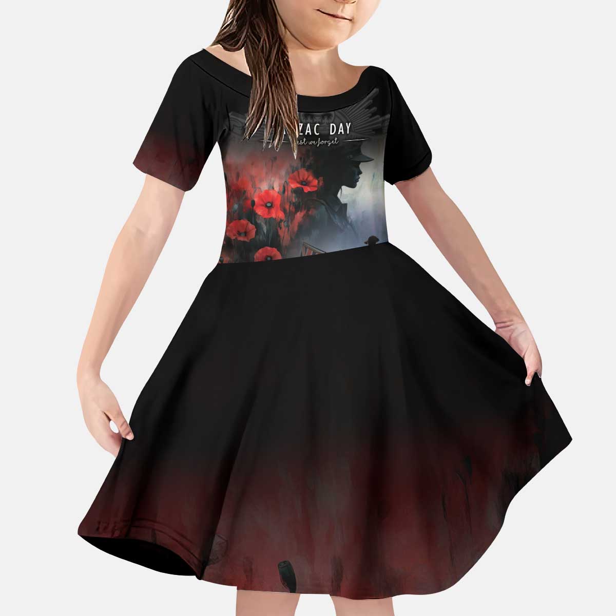 Anzac Day Kid Short Sleeve Dress Women In War - Lest We Forget