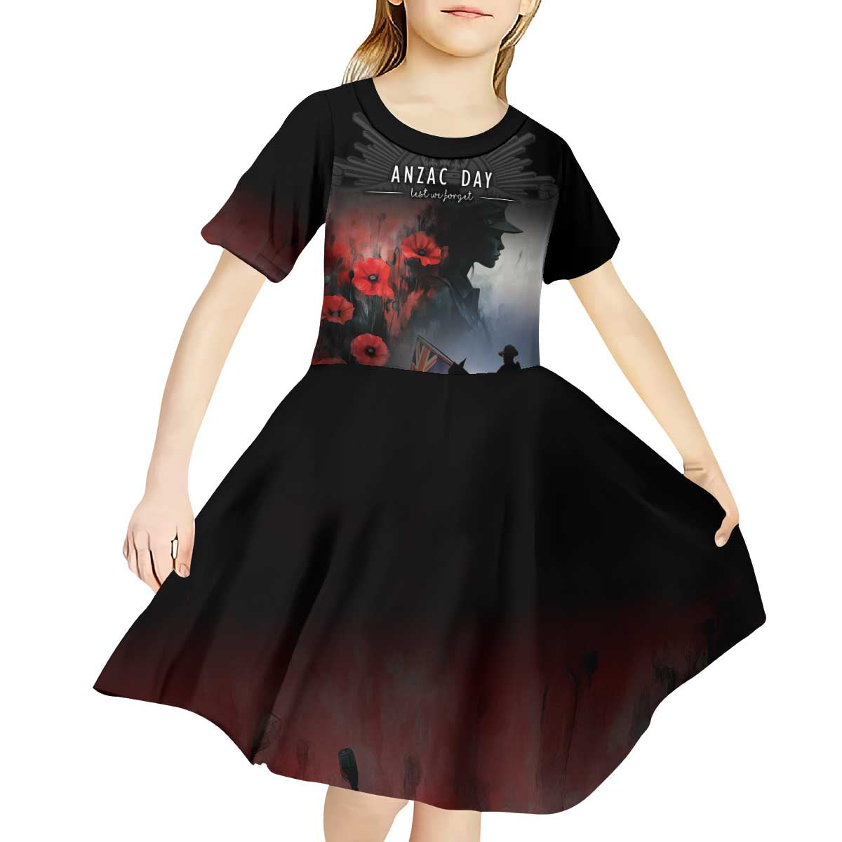 Anzac Day Kid Short Sleeve Dress Women In War - Lest We Forget