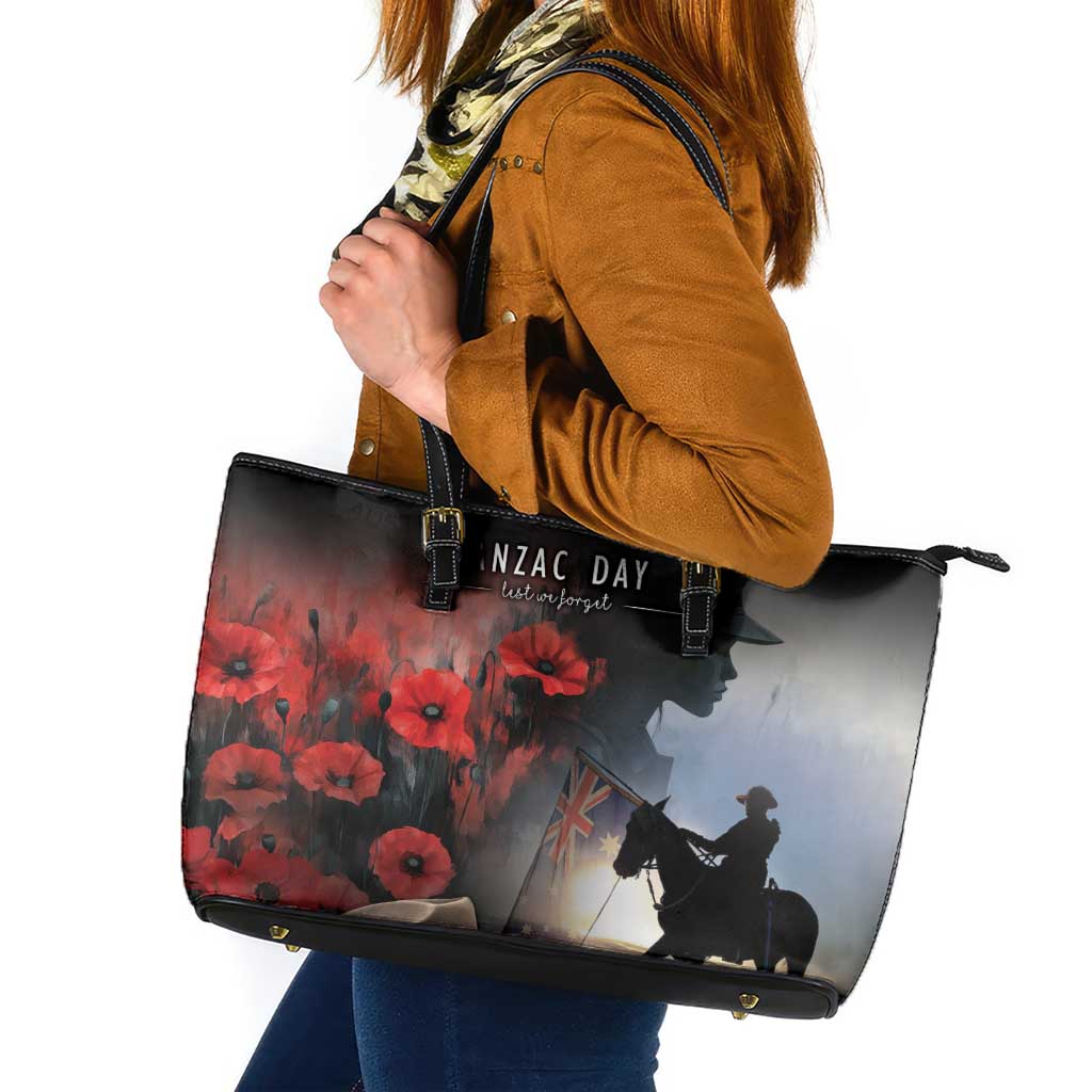 Anzac Day Leather Tote Bag Women In War - Lest We Forget