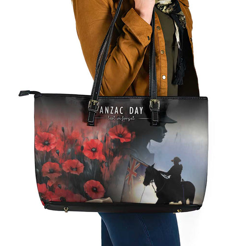 Anzac Day Leather Tote Bag Women In War - Lest We Forget