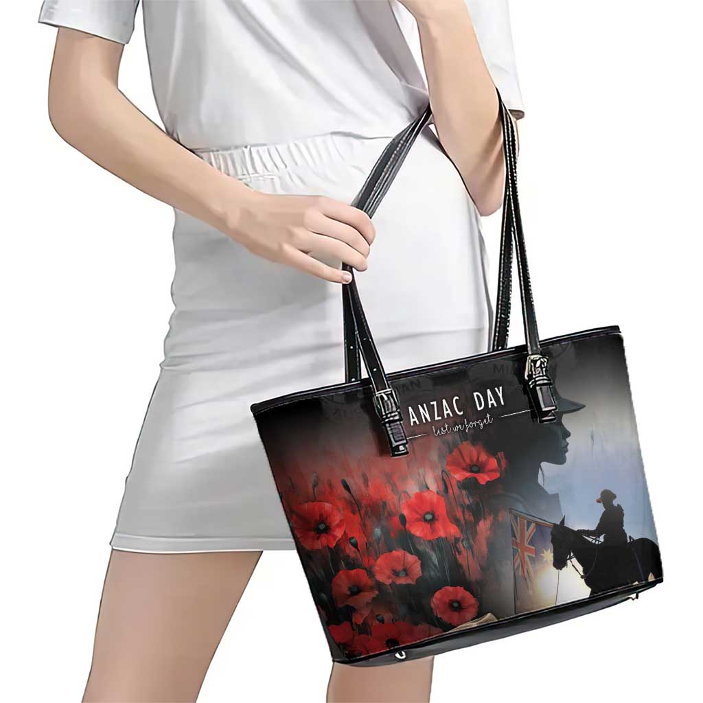 Anzac Day Leather Tote Bag Women In War - Lest We Forget