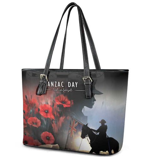 Anzac Day Leather Tote Bag Women In War - Lest We Forget