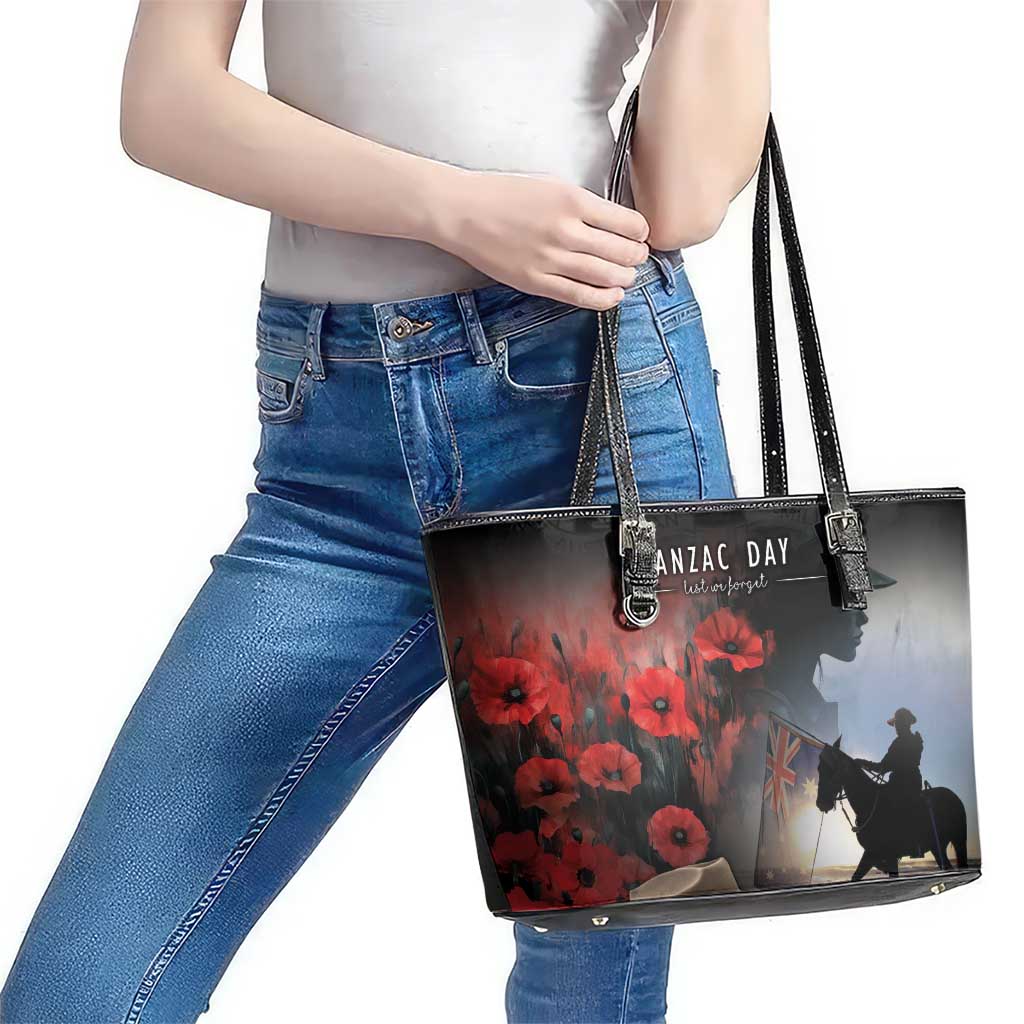 Anzac Day Leather Tote Bag Women In War - Lest We Forget