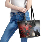 Anzac Day Leather Tote Bag Women In War - Lest We Forget
