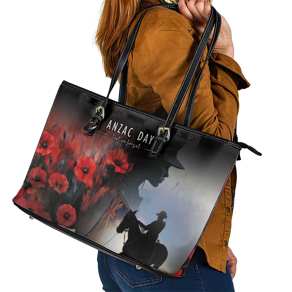 Anzac Day Leather Tote Bag Women In War - Lest We Forget