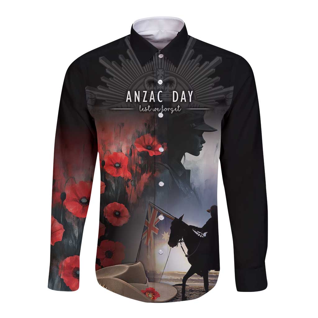 Anzac Day Long Sleeve Button Shirt Women In War - Lest We Forget