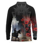 Anzac Day Long Sleeve Polo Shirt Women In War - Lest We Forget