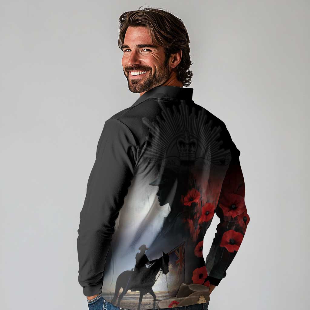 Anzac Day Long Sleeve Polo Shirt Women In War - Lest We Forget