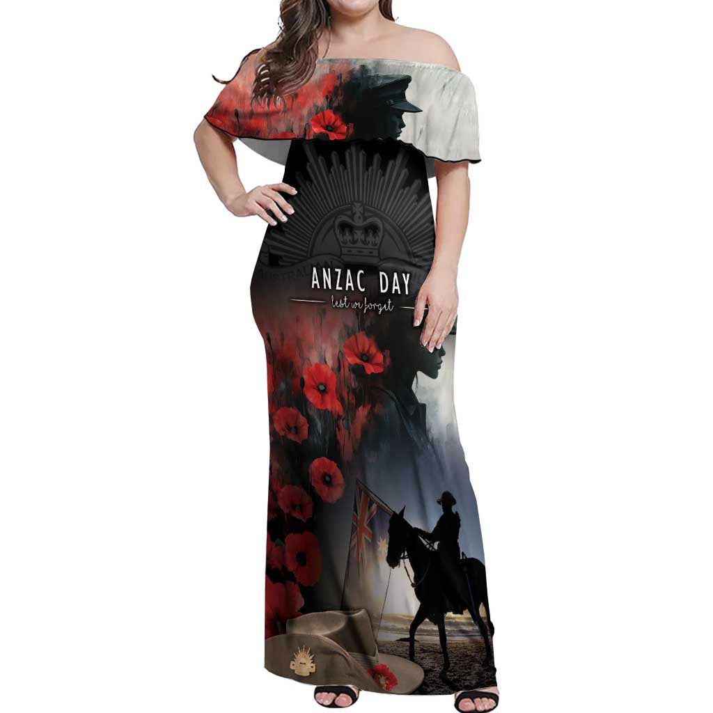 Anzac Day Off Shoulder Maxi Dress Women In War - Lest We Forget