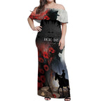 Anzac Day Off Shoulder Maxi Dress Women In War - Lest We Forget