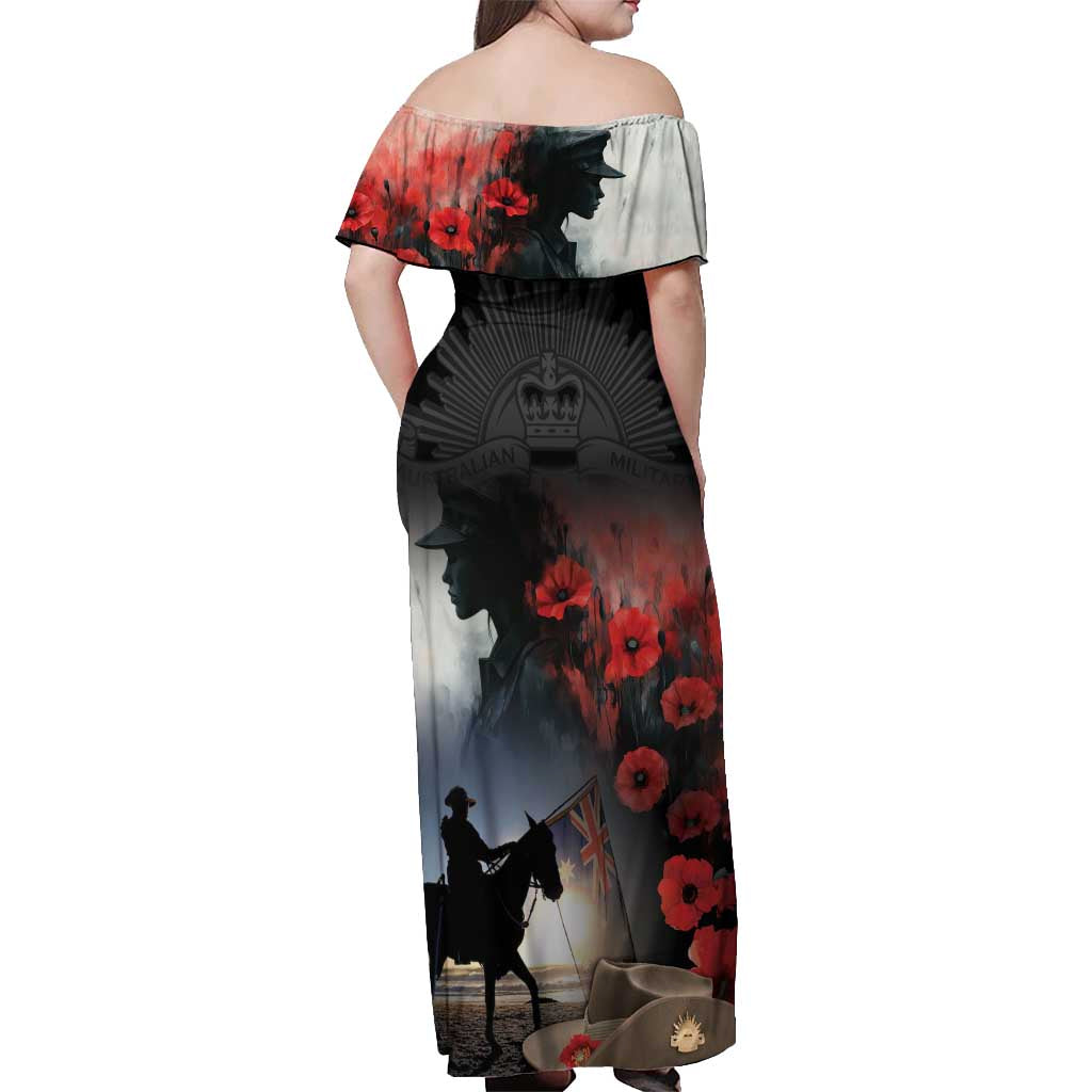 Anzac Day Off Shoulder Maxi Dress Women In War - Lest We Forget