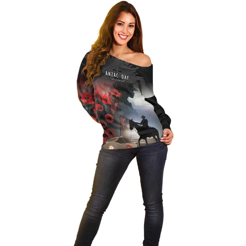 Anzac Day Off Shoulder Sweater Women In War - Lest We Forget
