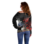 Anzac Day Off Shoulder Sweater Women In War - Lest We Forget