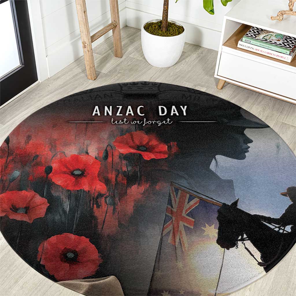 Anzac Day Round Carpet Women In War - Lest We Forget