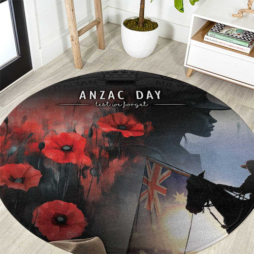 Anzac Day Round Carpet Women In War - Lest We Forget