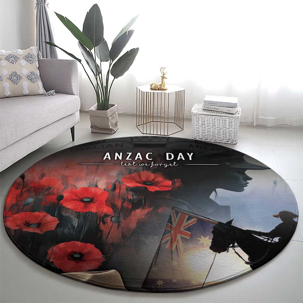 Anzac Day Round Carpet Women In War - Lest We Forget
