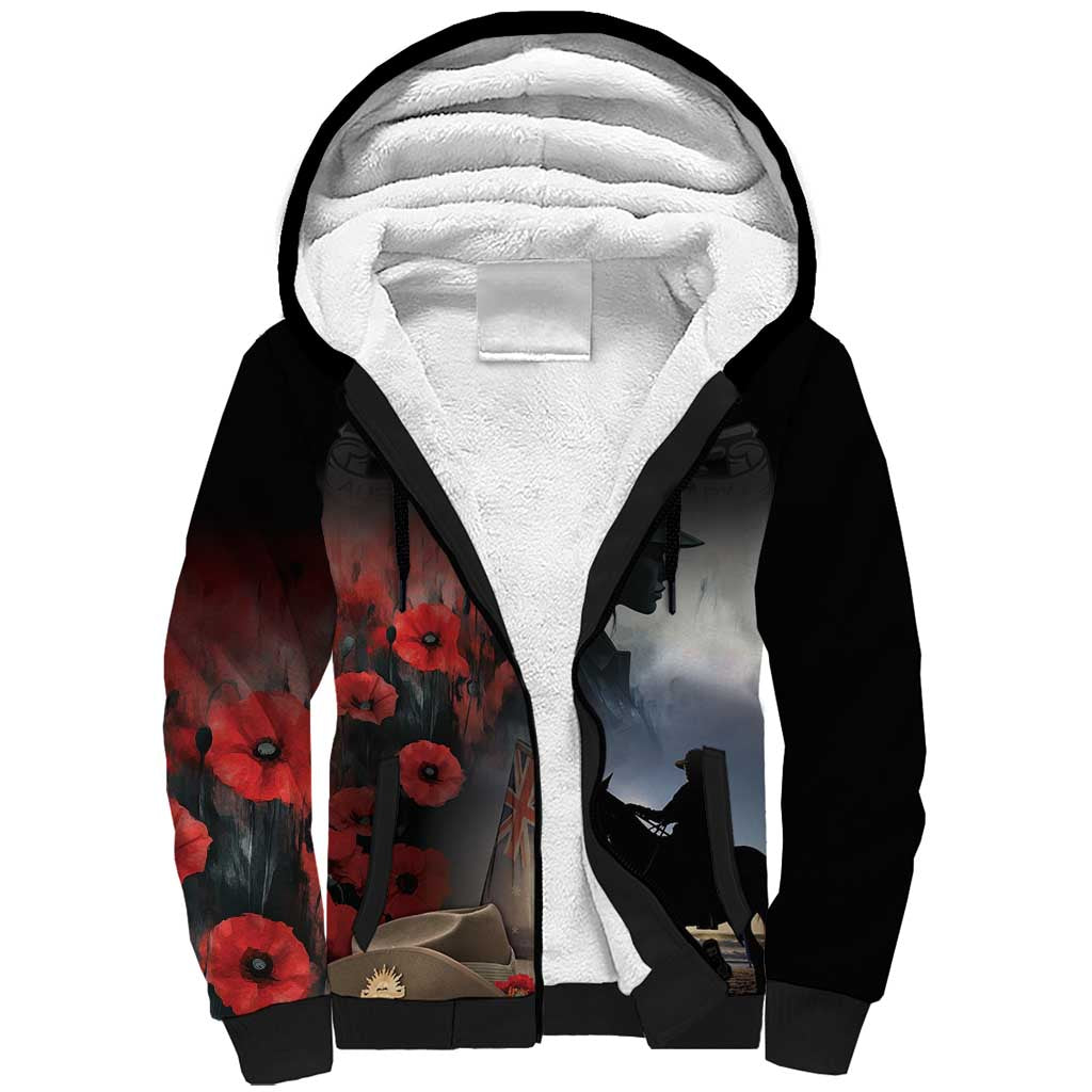 Anzac Day Sherpa Hoodie Women In War - Lest We Forget