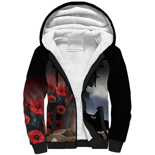 Anzac Day Sherpa Hoodie Women In War - Lest We Forget