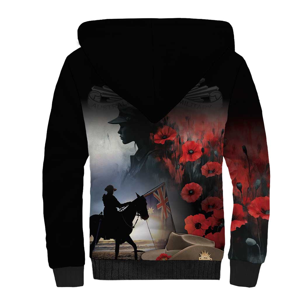 Anzac Day Sherpa Hoodie Women In War - Lest We Forget