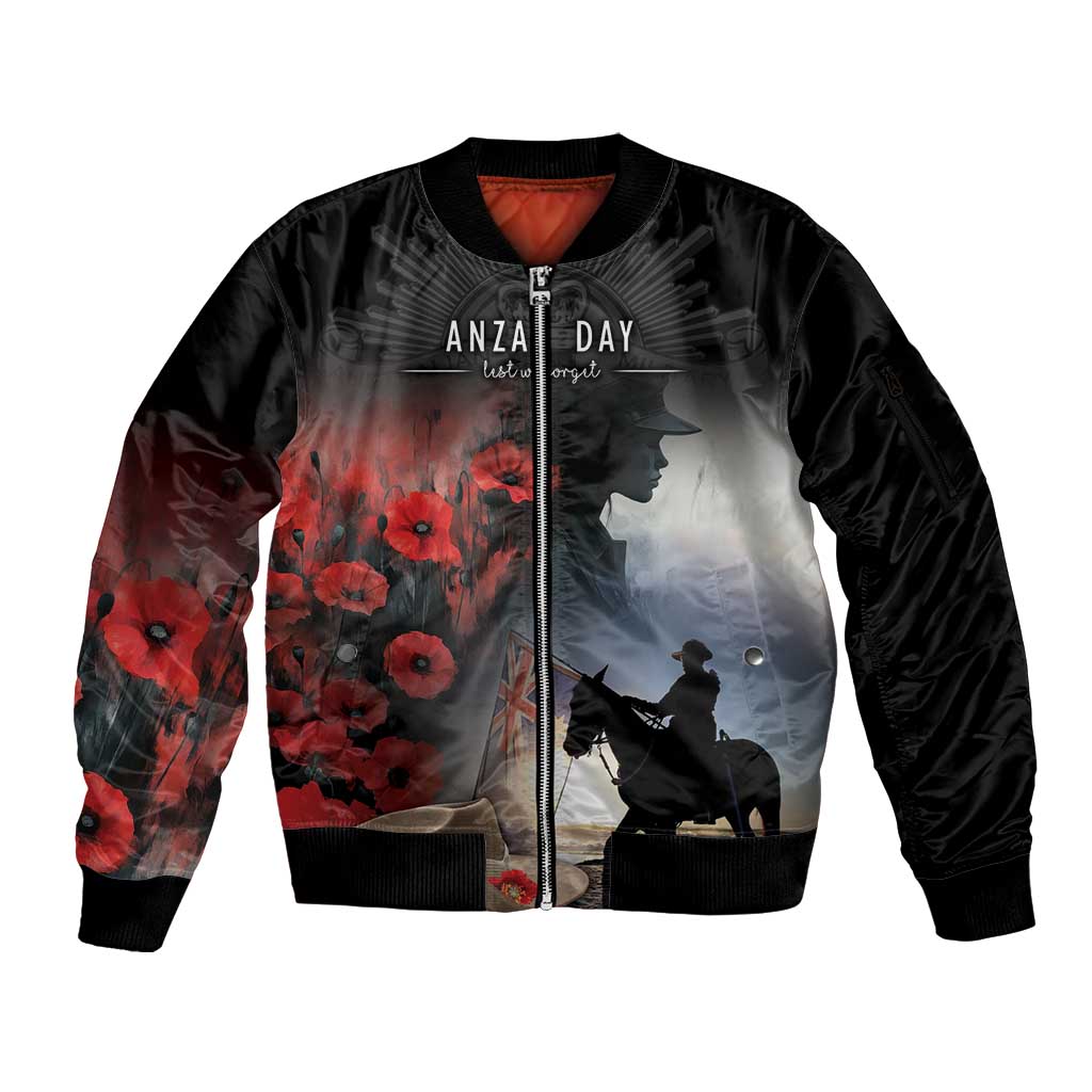 Anzac Day Sleeve Zip Bomber Jacket Women In War - Lest We Forget