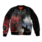 Anzac Day Sleeve Zip Bomber Jacket Women In War - Lest We Forget