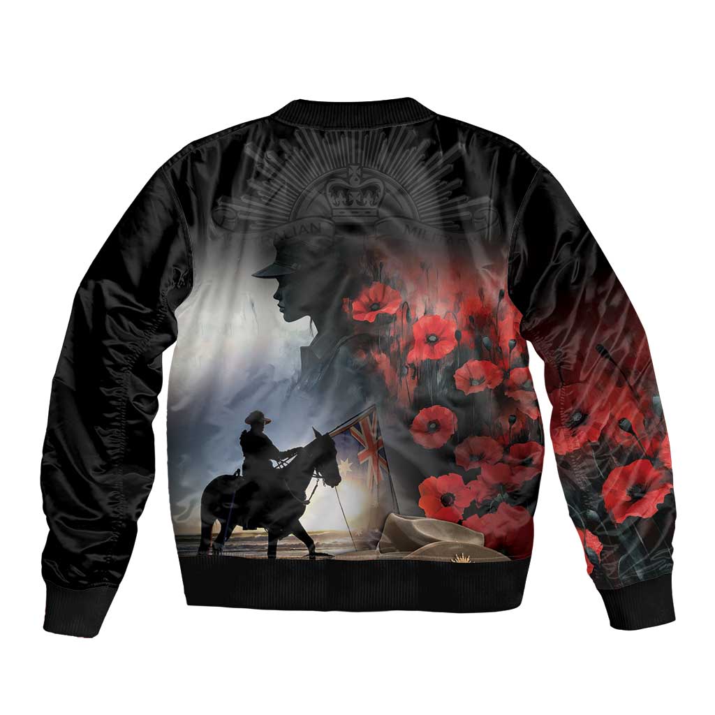 Anzac Day Sleeve Zip Bomber Jacket Women In War - Lest We Forget