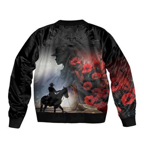 Anzac Day Sleeve Zip Bomber Jacket Women In War - Lest We Forget
