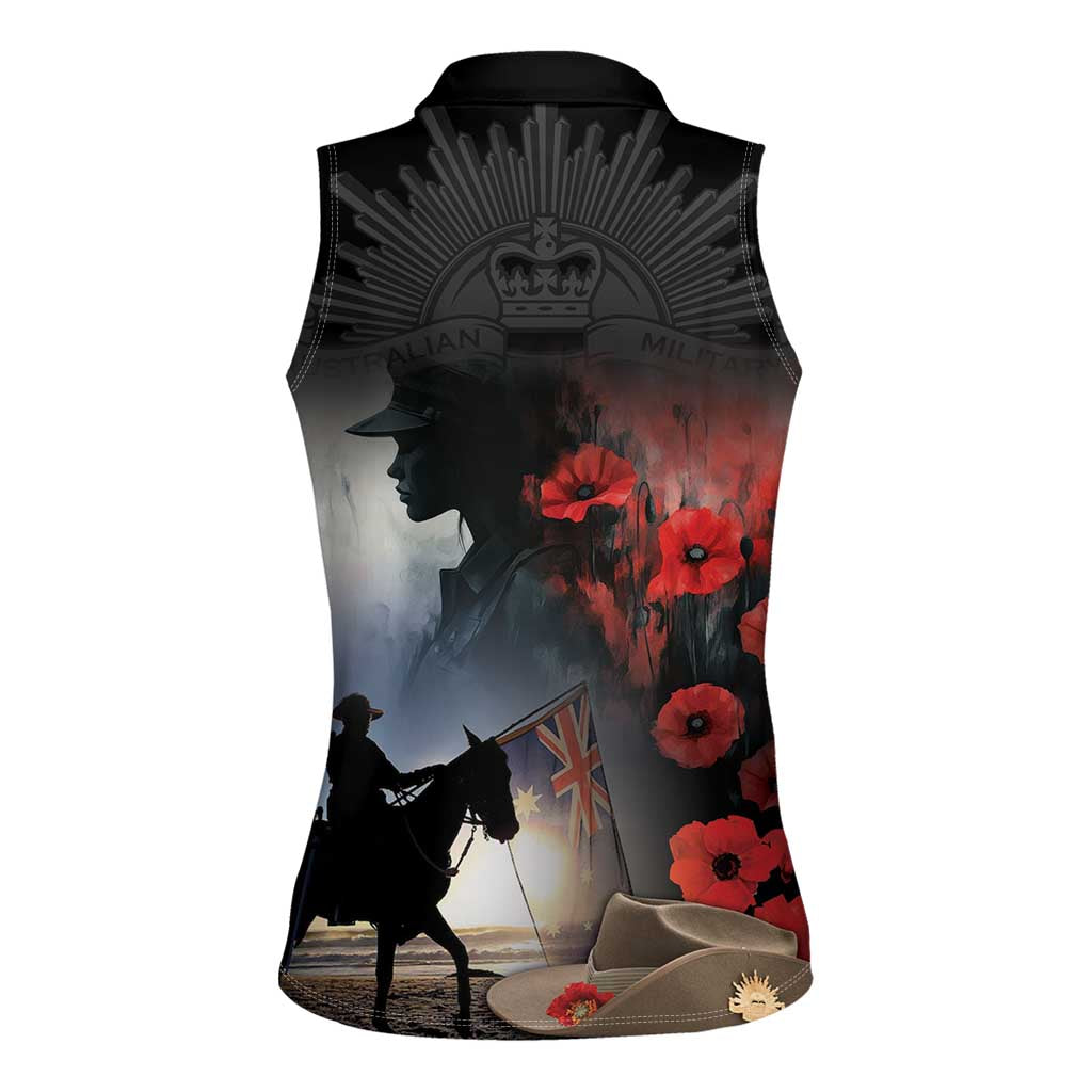 Anzac Day Women Sleeveless Polo Shirt Women In War - Lest We Forget