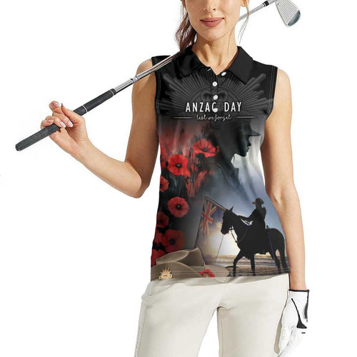Anzac Day Women Sleeveless Polo Shirt Women In War - Lest We Forget