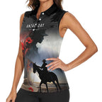Anzac Day Women Sleeveless Polo Shirt Women In War - Lest We Forget