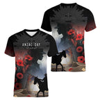 Anzac Day Women V-Neck T-Shirt Women In War - Lest We Forget