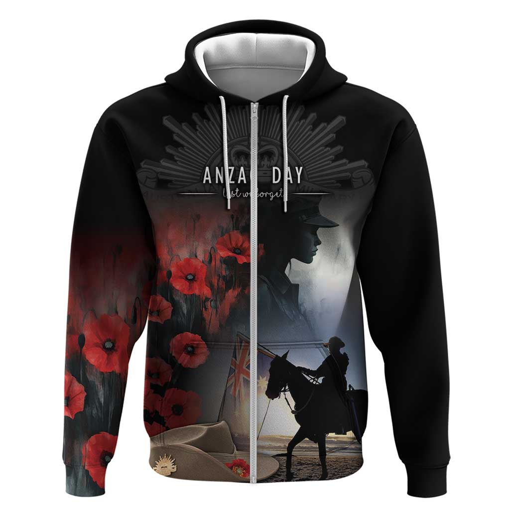 Anzac Day Zip Hoodie Women In War - Lest We Forget