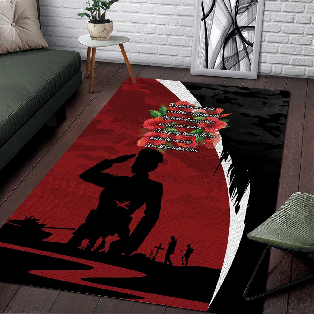 Anzac Day Women Veteran Area Rug Ode of Remembrance