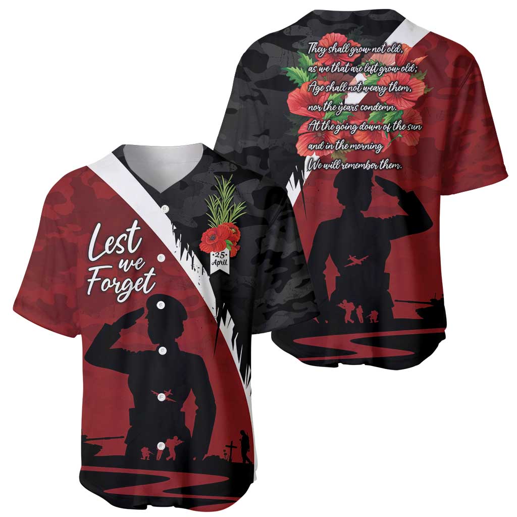 Anzac Day Women Veteran Baseball Jersey Ode of Remembrance