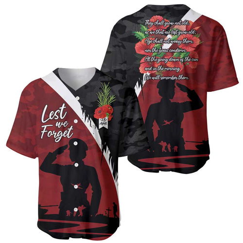 Anzac Day Women Veteran Baseball Jersey Ode of Remembrance