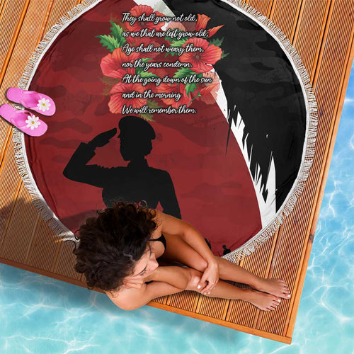 Anzac Day Women Veteran Beach Blanket Ode of Remembrance