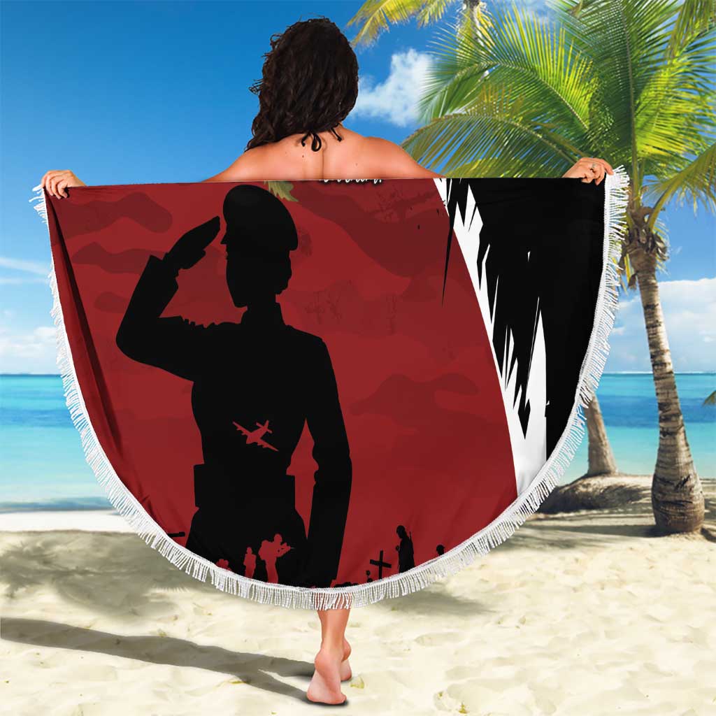 Anzac Day Women Veteran Beach Blanket Ode of Remembrance