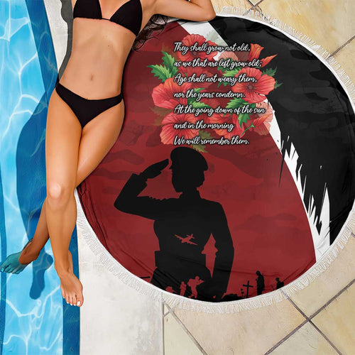 Anzac Day Women Veteran Beach Blanket Ode of Remembrance