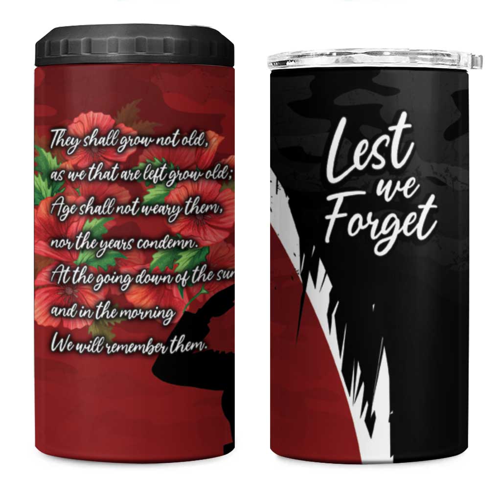 Anzac Day Women Veteran 4 in 1 Can Cooler Tumbler Ode of Remembrance