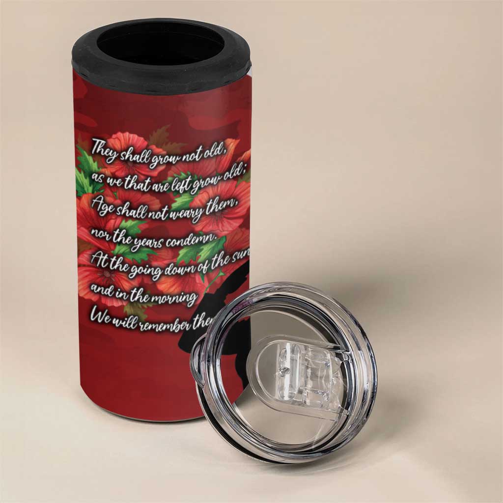 Anzac Day Women Veteran 4 in 1 Can Cooler Tumbler Ode of Remembrance