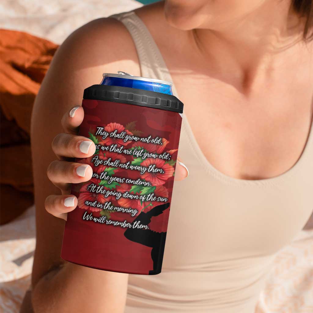 Anzac Day Women Veteran 4 in 1 Can Cooler Tumbler Ode of Remembrance