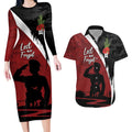 Anzac Day Women Veteran Couples Matching Long Sleeve Bodycon Dress and Hawaiian Shirt Ode of Remembrance