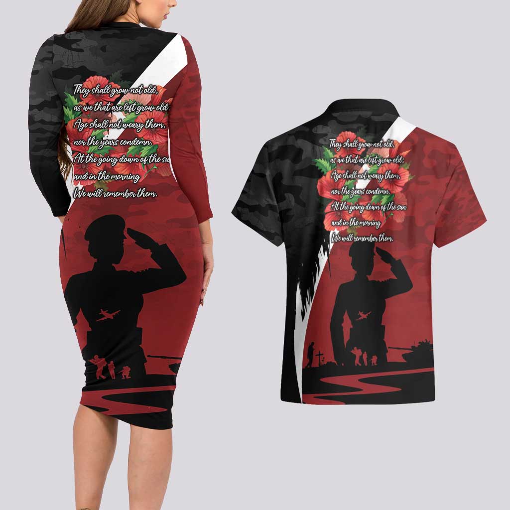 Anzac Day Women Veteran Couples Matching Long Sleeve Bodycon Dress and Hawaiian Shirt Ode of Remembrance