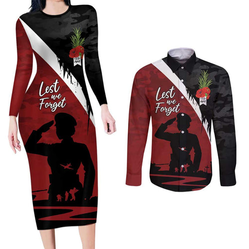 Anzac Day Women Veteran Couples Matching Long Sleeve Bodycon Dress and Long Sleeve Button Shirt Ode of Remembrance